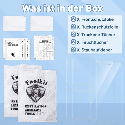 Agedate Panzerglas Samsung Galaxy Z Flip 3/4 Schutzfolie 2x TPU Displayschutz 5G