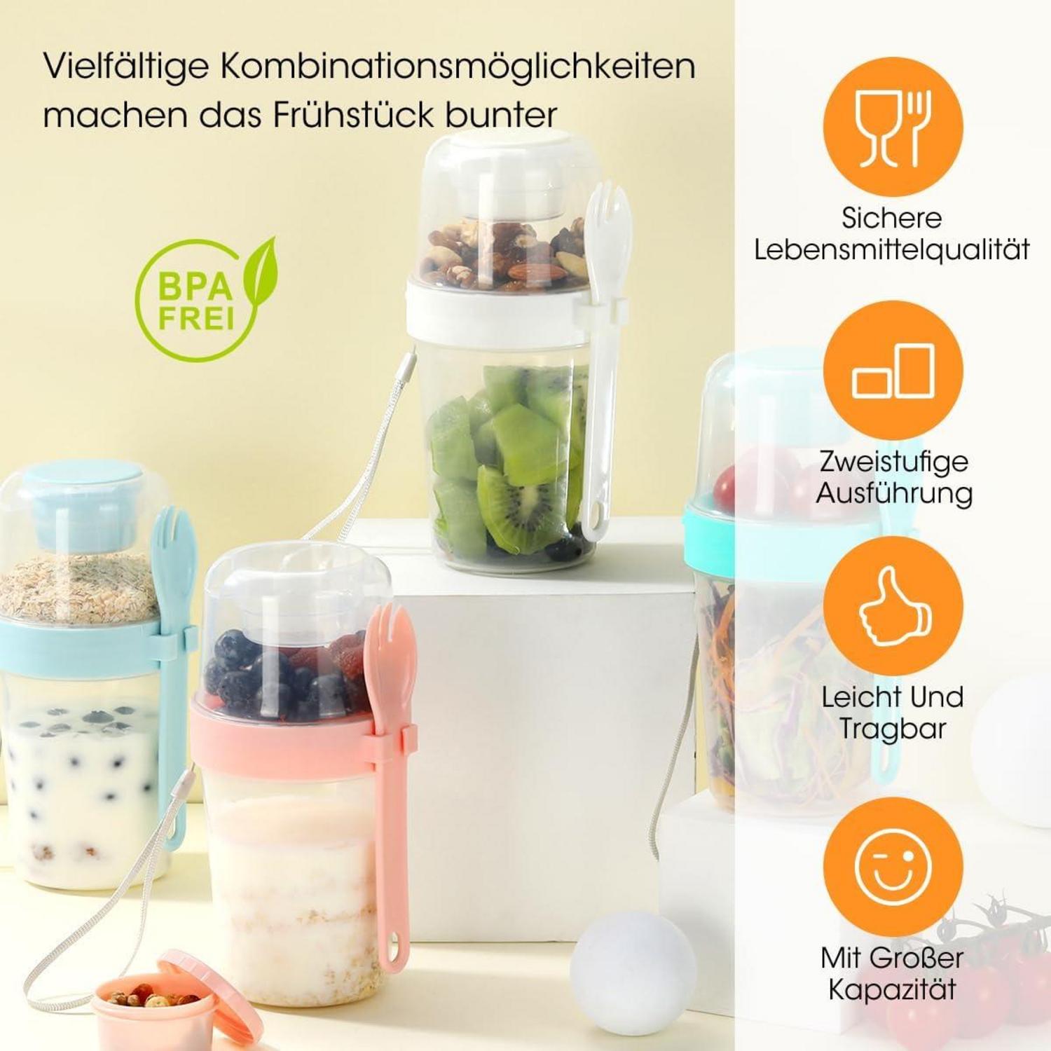 Müslibecher to go 2 in 1 Joghurtbecher mit Löffel