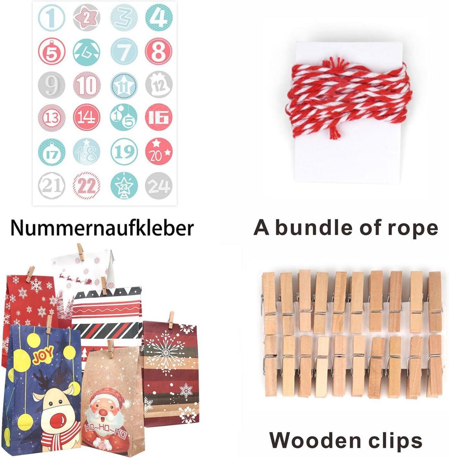 DIY Adventskalender Geschenktüten Weihnachten Zuckerstoffe Tiere