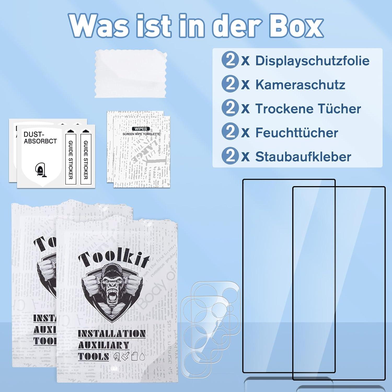2x Panzerglas Schutzfolie Samsung S24 Ultra - Kameraschutz, 9H Härte