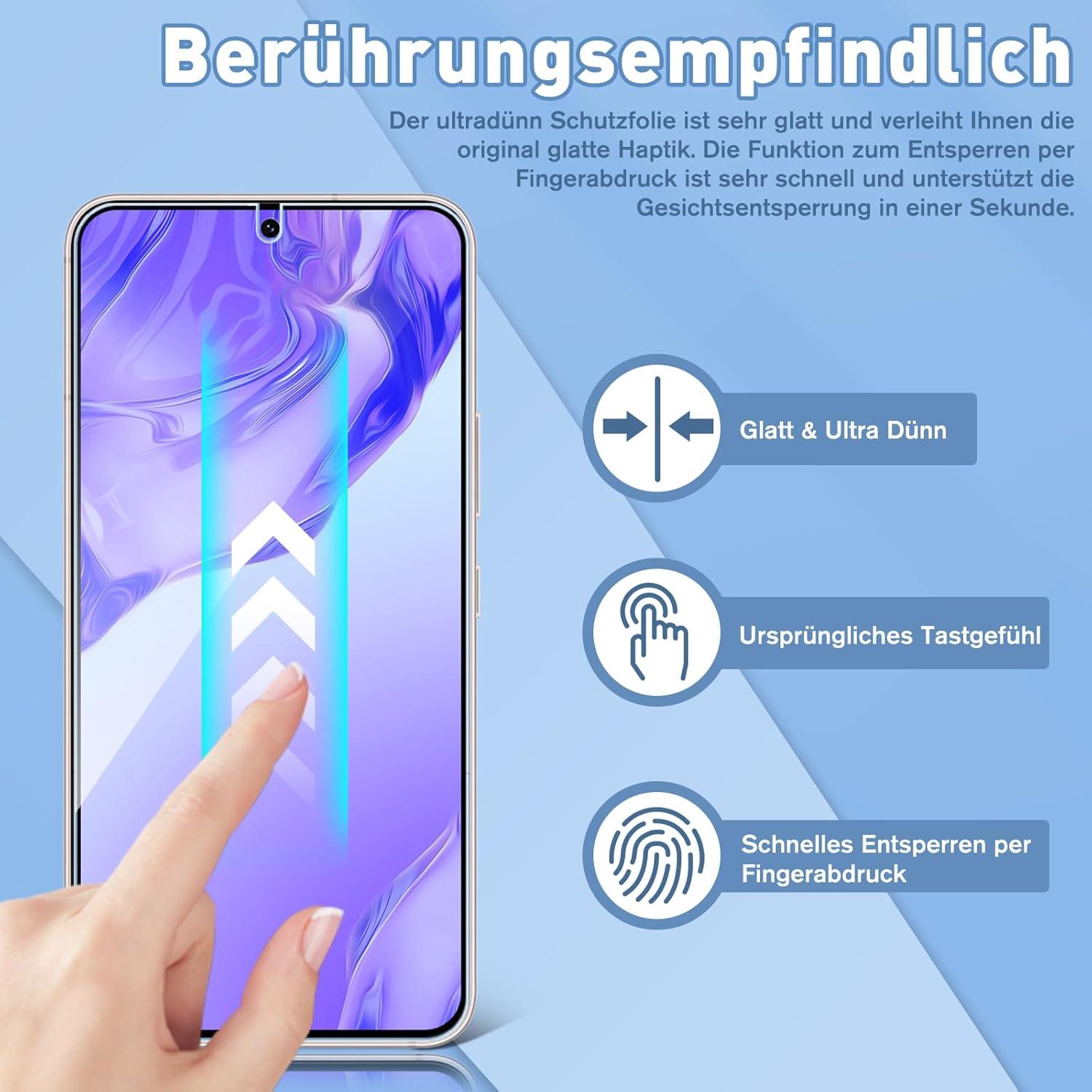Agedate Panzerglas Schutzfolie für Samsung Galaxy S22, 2 Stück Kratzfest