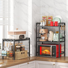 Kimfead Mikrowellenregal 2-Stufig Schwarz 40-65cm mit 6