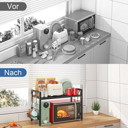 Mikrowellenregal 2-Stufig erweiterbar Rostbeständig 40-65cm Schwarz