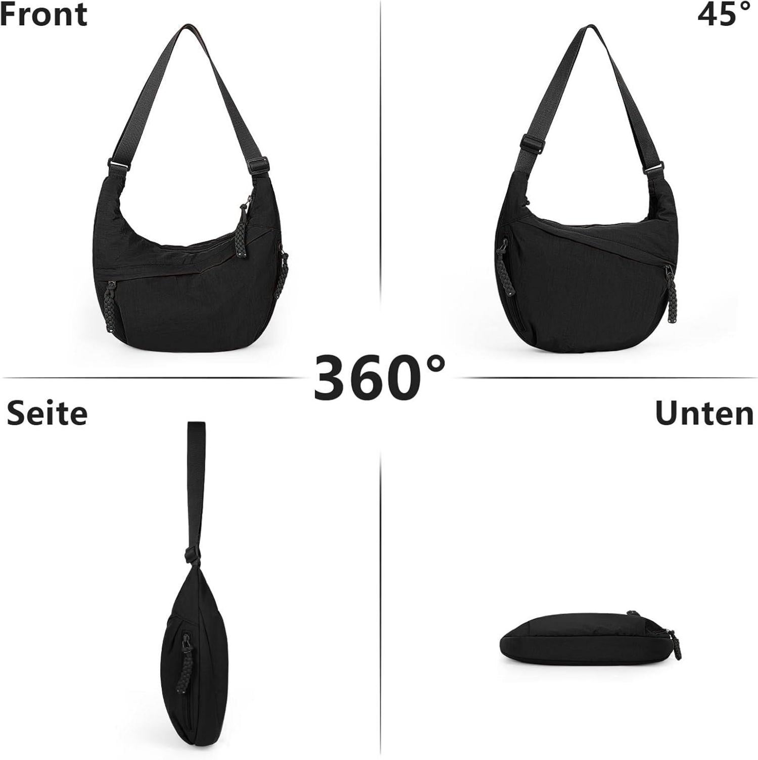 Große Nylon Crossbody Tasche für Damen Beige