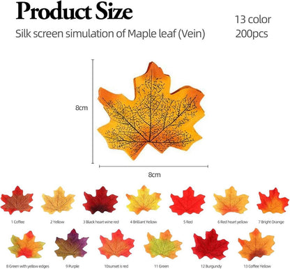 200 Herbstblätter Deko Set, Künstliche Ahornblätter Girlande