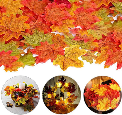 200 Stück Herbstblätter Deko Ahornblätter Künstlich Filz Herbstgirlande