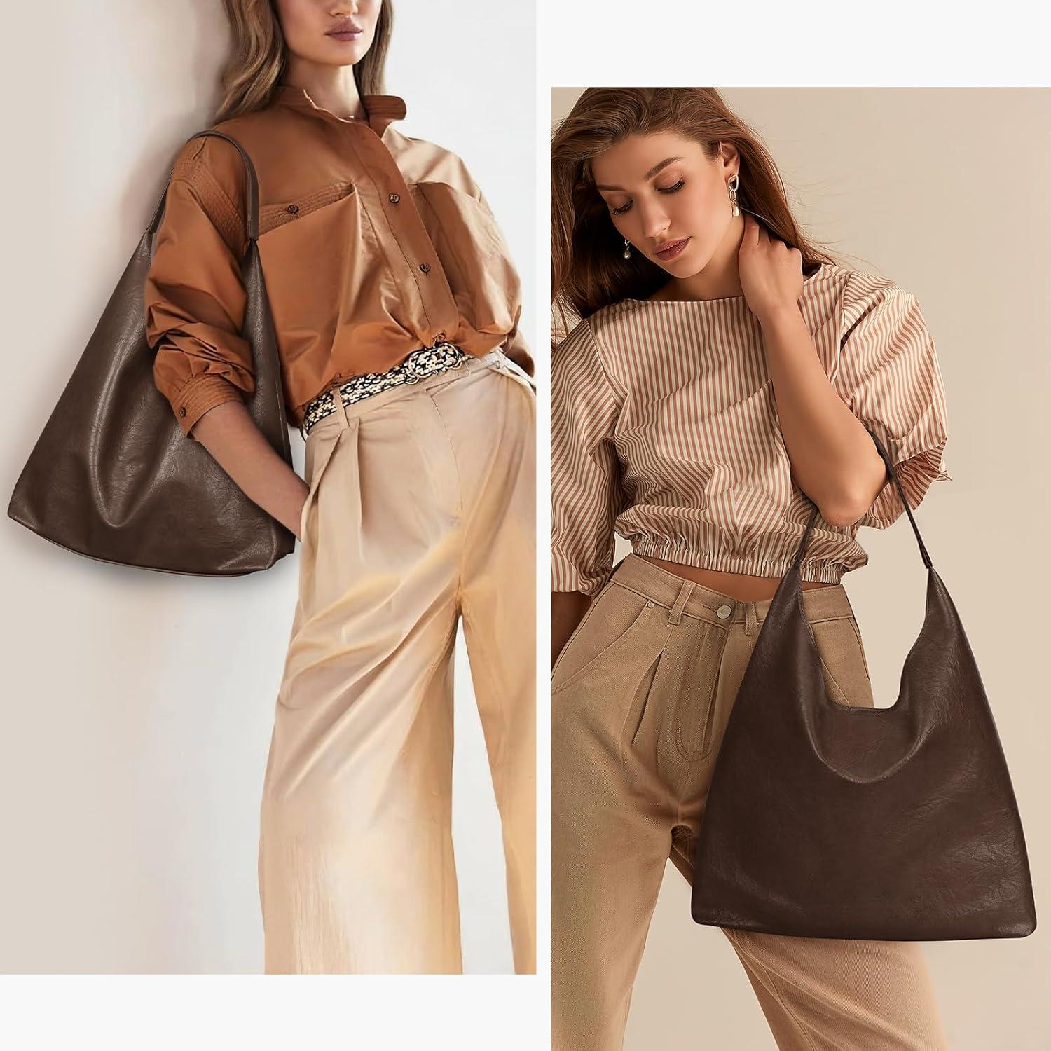 Slouchy Kunstleder Hobo Tote Bag Vintage Schultertasche