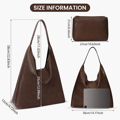 Slouchy Tote Bag Weiches Kunstleder Groß Hobo Schultertasche Vintage