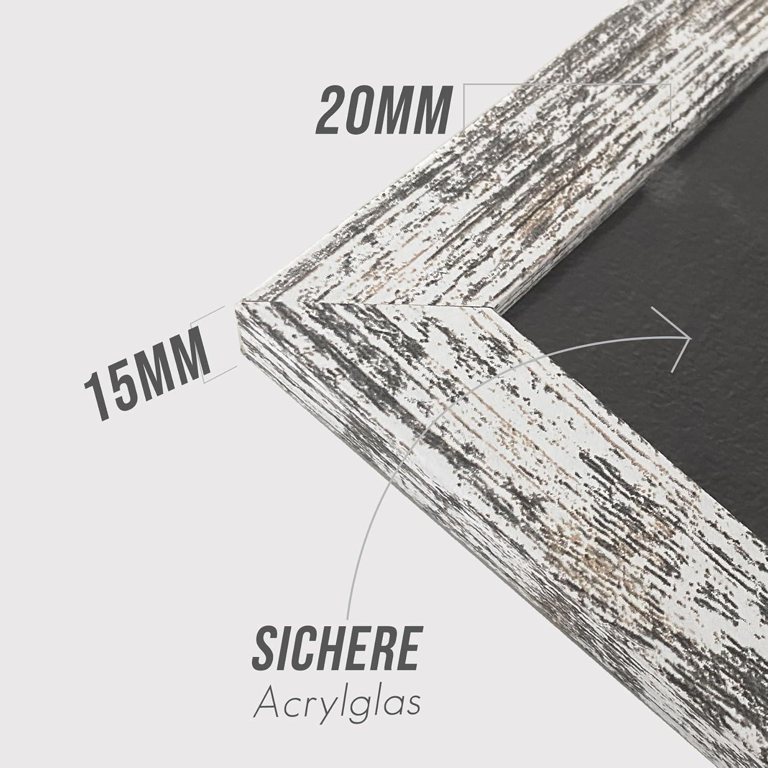 Bilderrahmen 40x60cm Vintage Weiß Holz 3er Set Fotorahmen MDF Rahmen