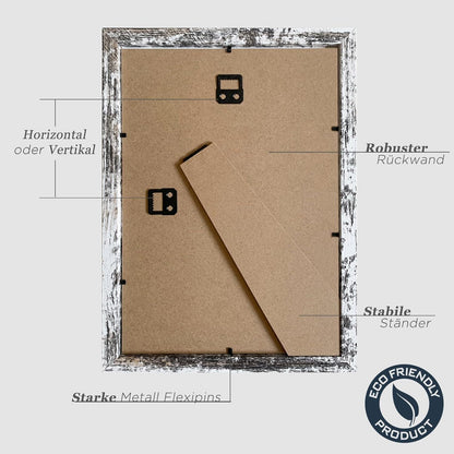 Bilderrahmen Vintage Weiß Holz Fotorahmen 21x30cm 3er Set A4