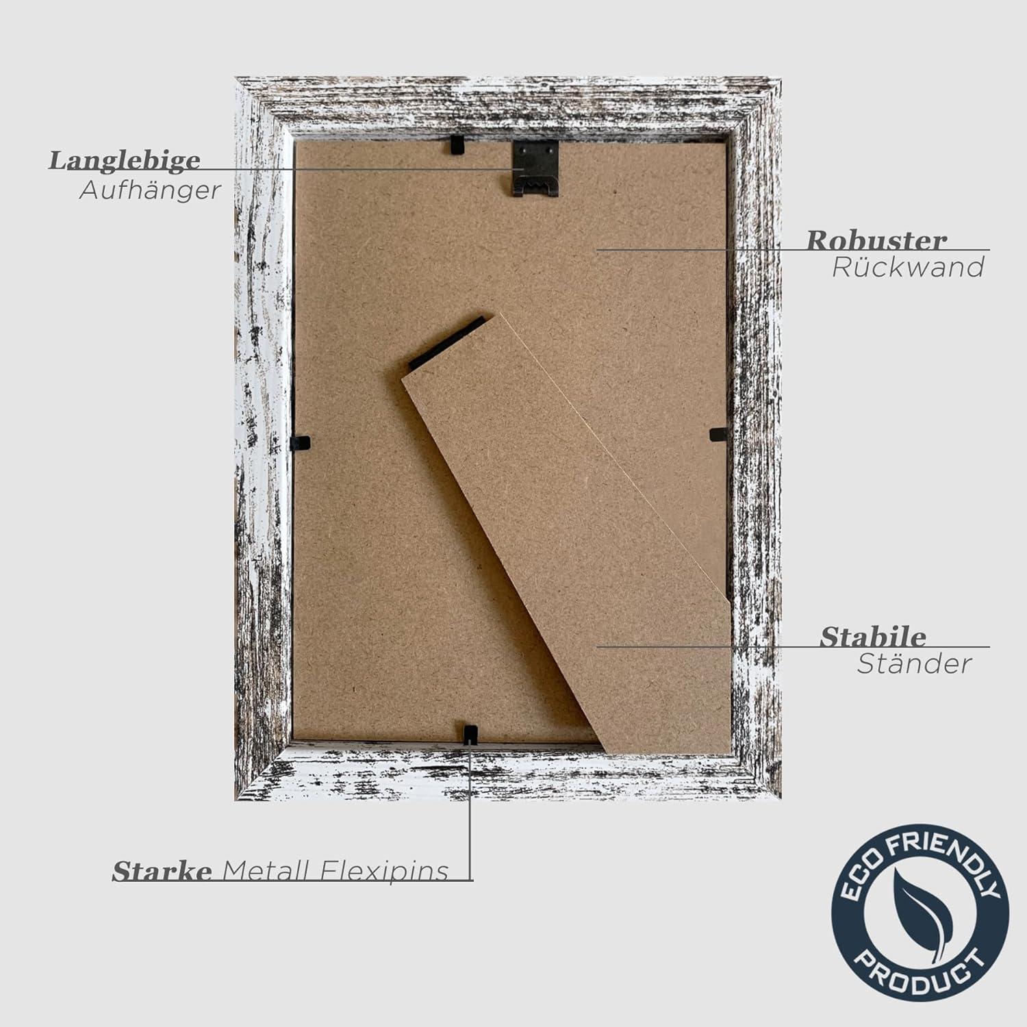 Weißer Vintage Bilderrahmen Set 13x18cm Holz MDF Rahmen