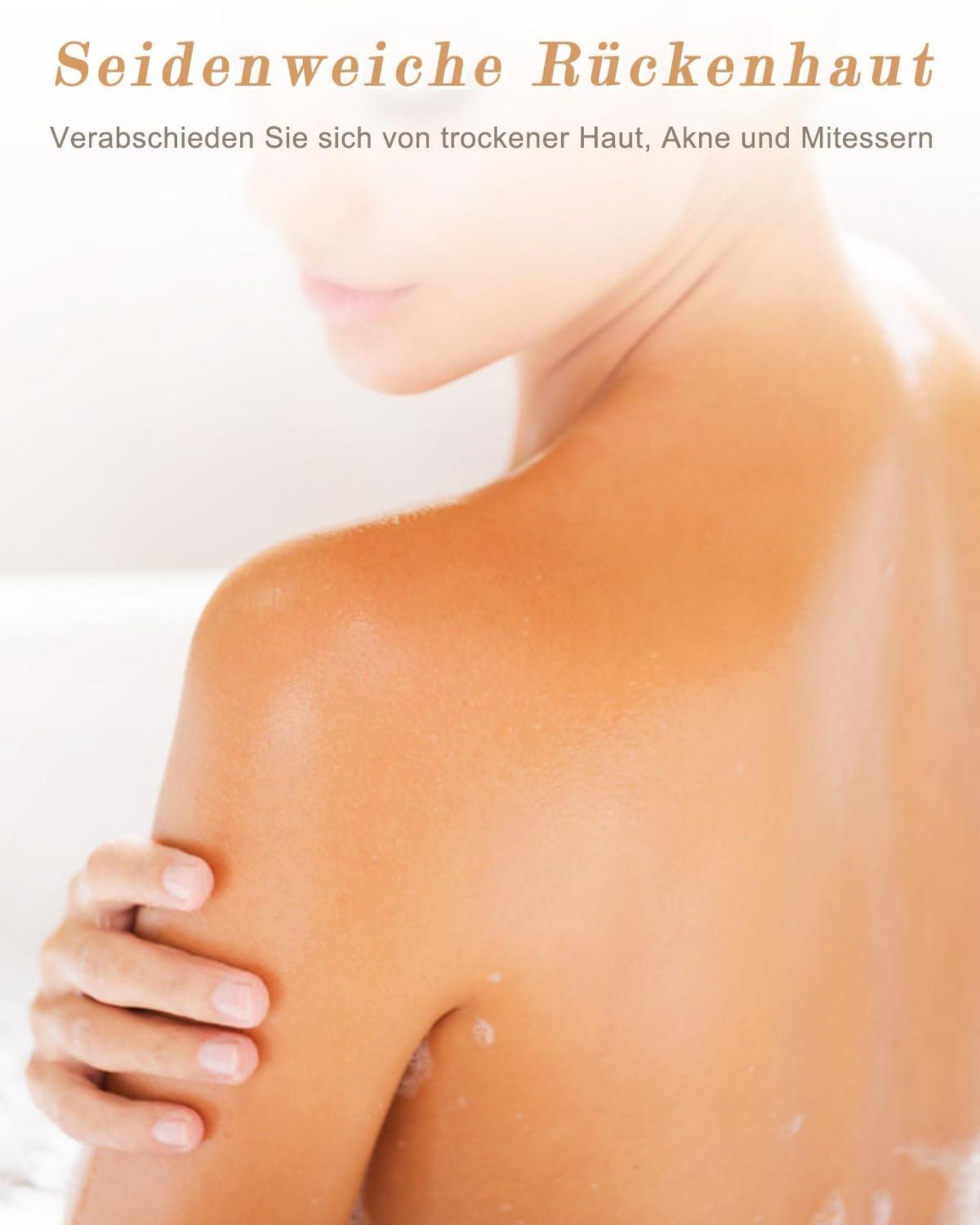 Duschbürste mit Bambus Stiel, Rückenbürste Peelingbürste, hart