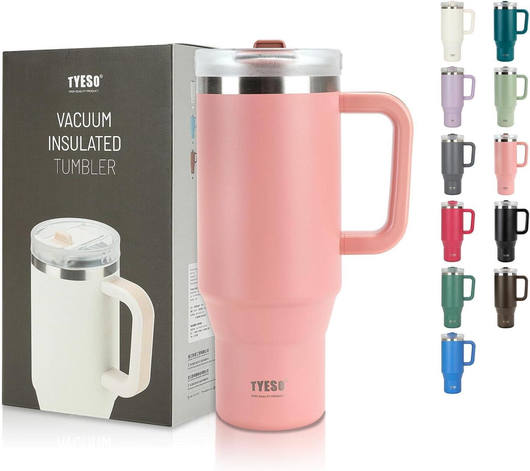 Isolierter Trinkbecher mit Strohhalm 1200ml Edelstahl Rosa