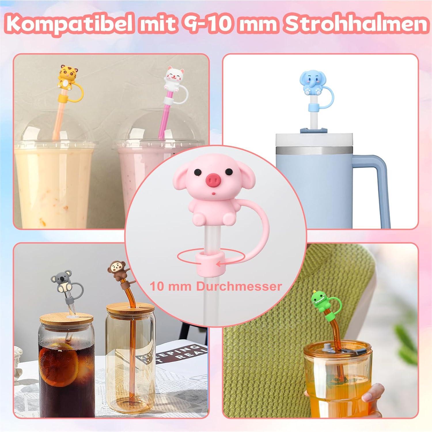 10er Set Strohhalm Abdeckung Stanley Cup Zubehör Silikon 10mm Tumbler