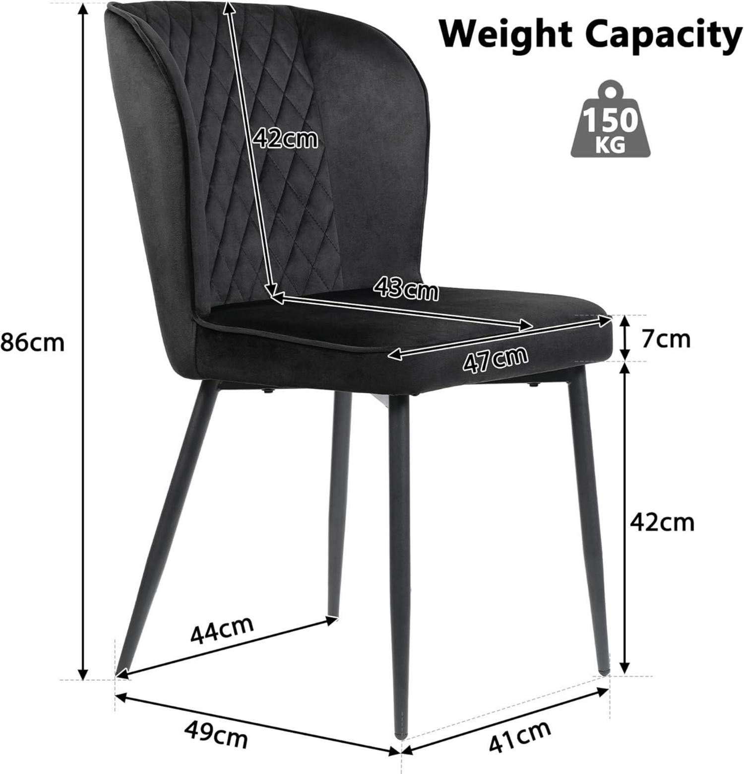 Esszimmerstühle Set Samt-Bezug Schwarz Ergonomisches Design