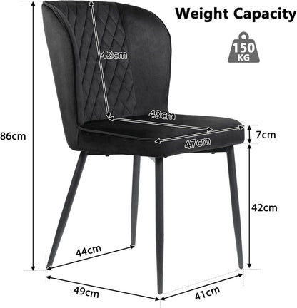 Esszimmerstühle Set Samt-Bezug Schwarz Ergonomisches Design
