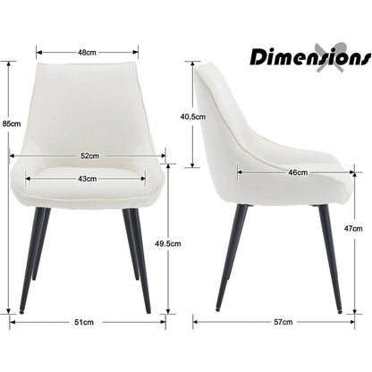 Gepolsterte Chenille Esszimmerstühle 2er Set Weiß
