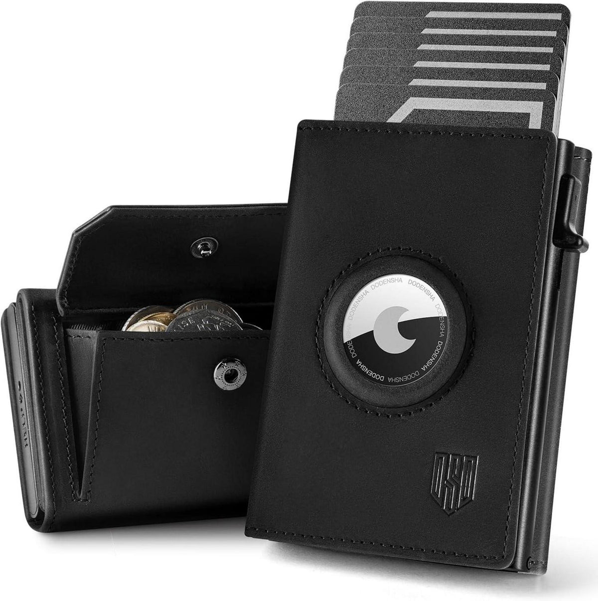 Smart Wallet Herren mit XL Münzfach RFID Schutz & Airtag* - Schwarz