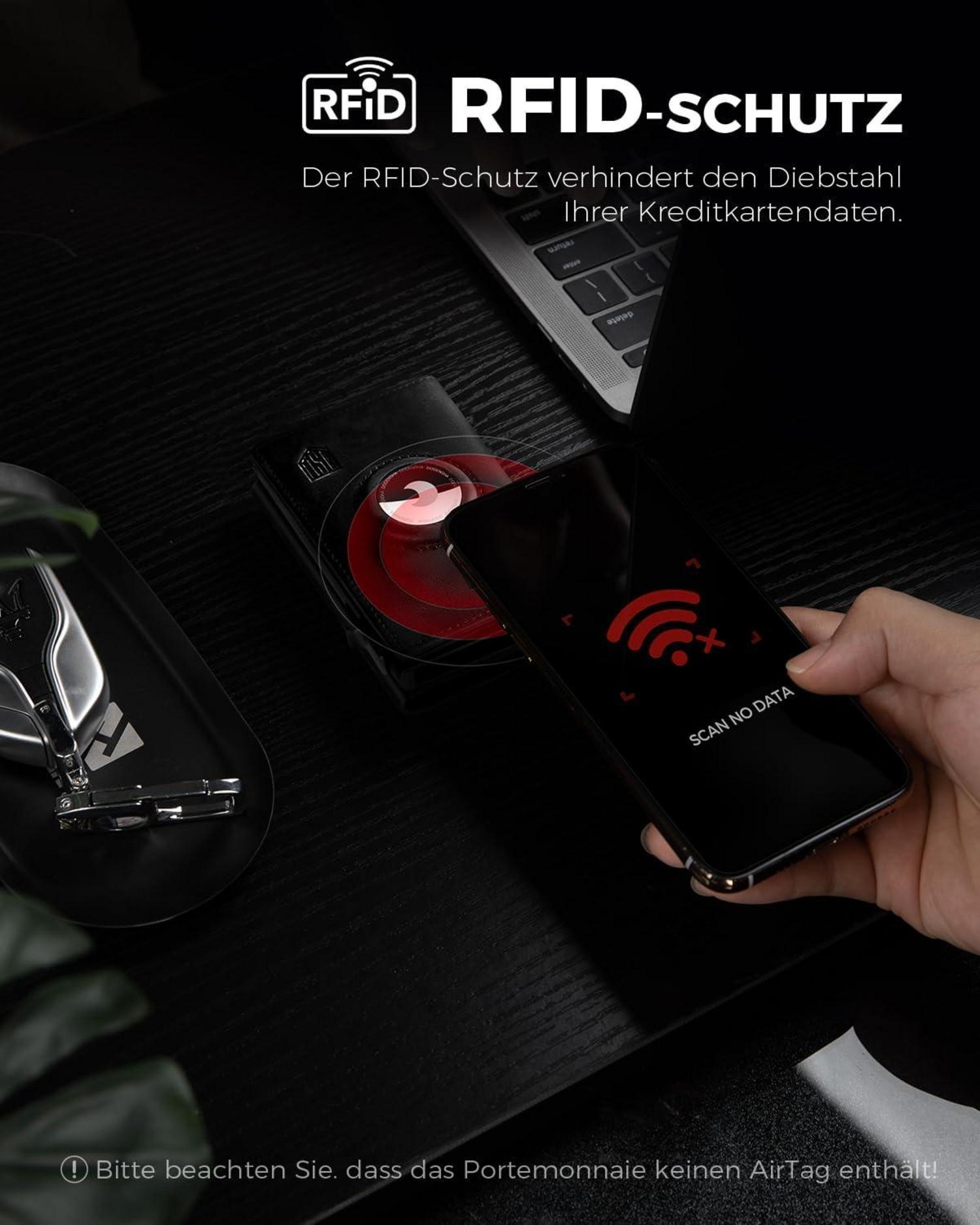 DODENSHA Smart Airtag Wallet Herren XL Münzfach RFID Schutz