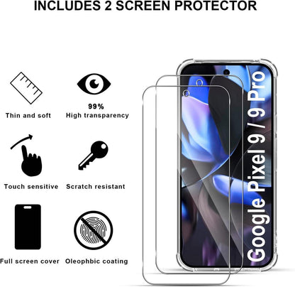 QULLOO Transparente Hülle + Panzerglas für Google Pixel 9/9