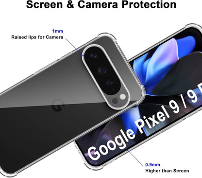 Transparente Hülle + Schutzfolie für Google Pixel 9 Pro - 9H Glas