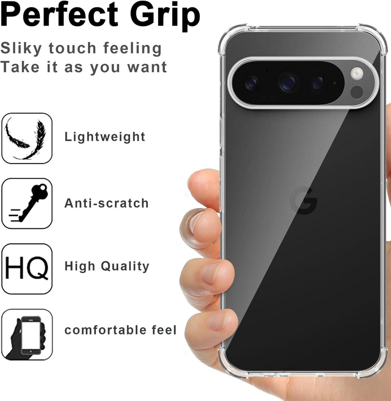 Transparente Hülle für Google Pixel 9 / 9 Pro + Schutzfolie
