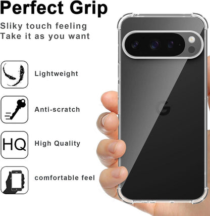 Transparente Hülle für Google Pixel 9 / 9 Pro + Schutzfolie