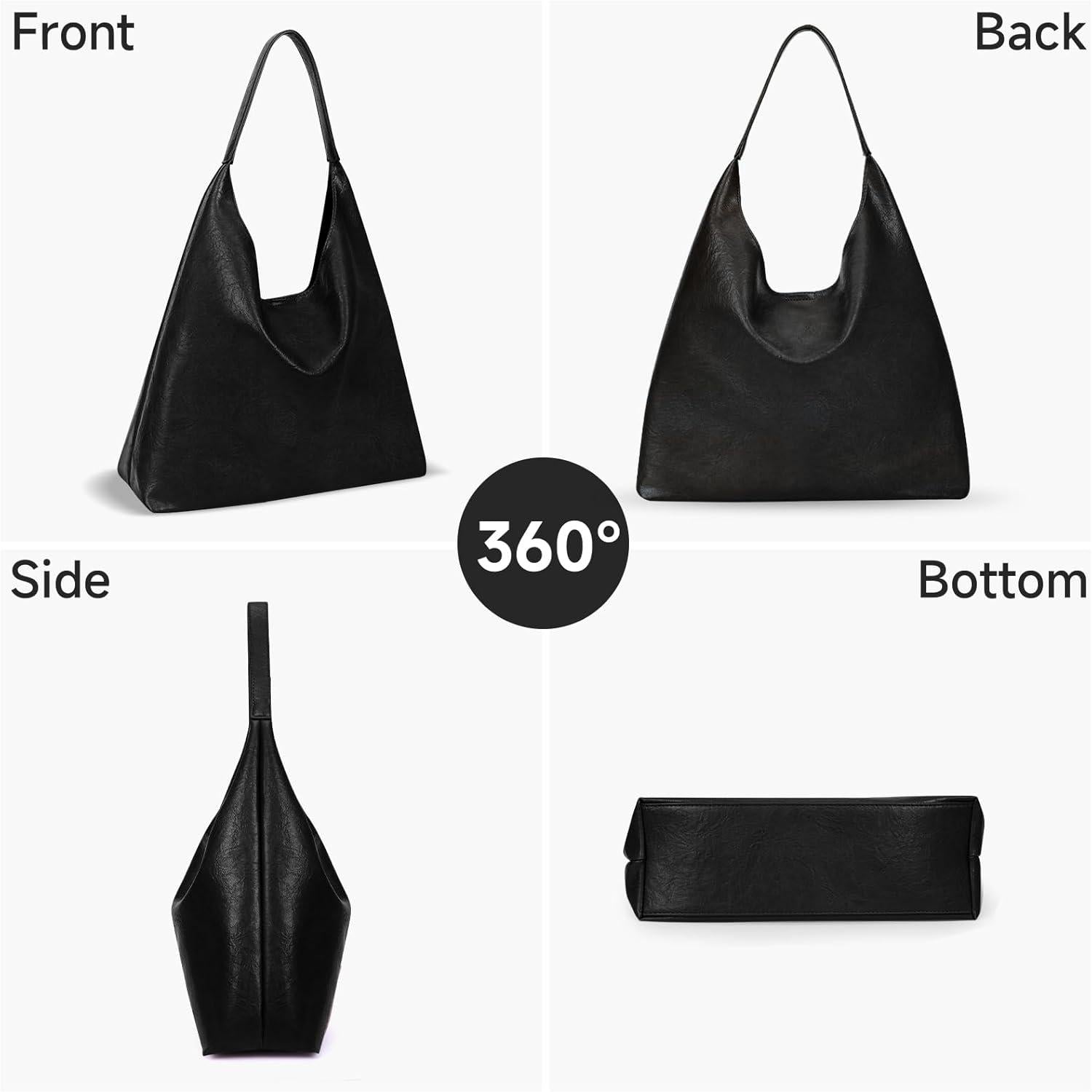 Große Slouchy Kunstleder Schultertasche Vintage Damen Handtasche