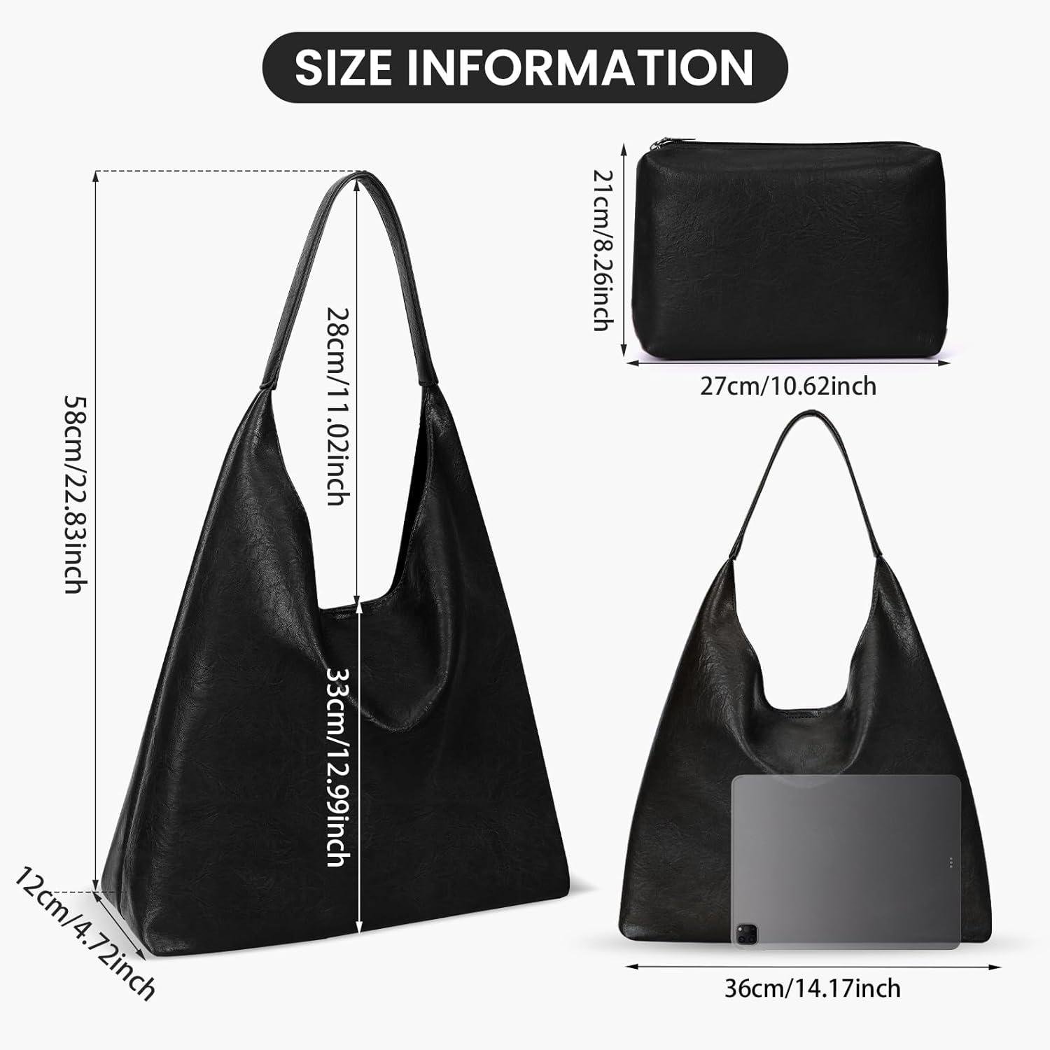 Slouchy Tote Bag Kunstleder Braun Schultertasche Hobo Bag