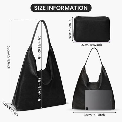 Slouchy Tote Bag Kunstleder Braun Schultertasche Hobo Bag