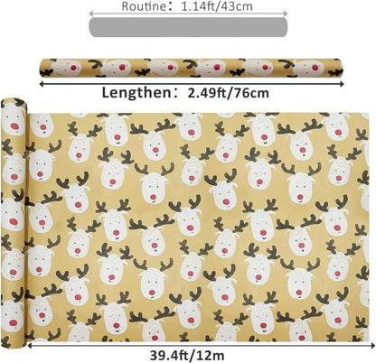 Große Weihnachts Geschenkpapierrolle Elch Design 76cm x 12m