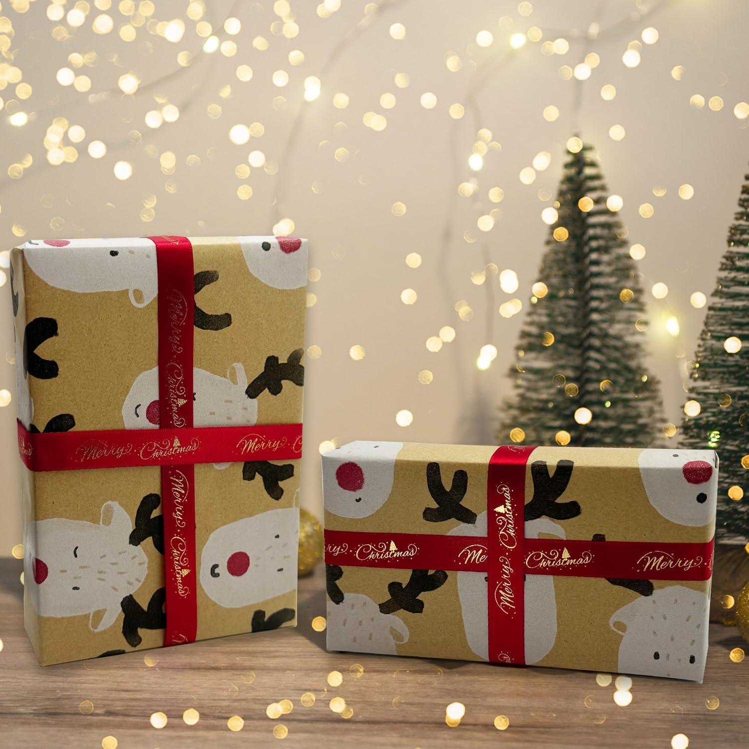 Geschenkpapierrolle Weihnachts-Geschenkpapier Kraftpapier Elch 76cm 12m