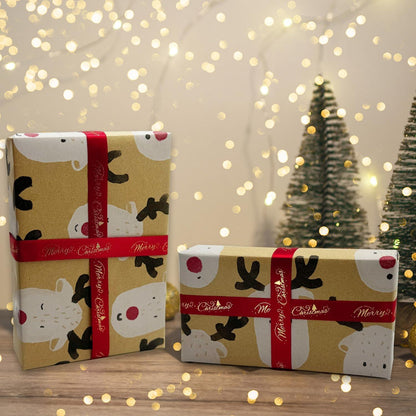 Geschenkpapierrolle Weihnachts-Geschenkpapier Kraftpapier Elch 76cm 12m