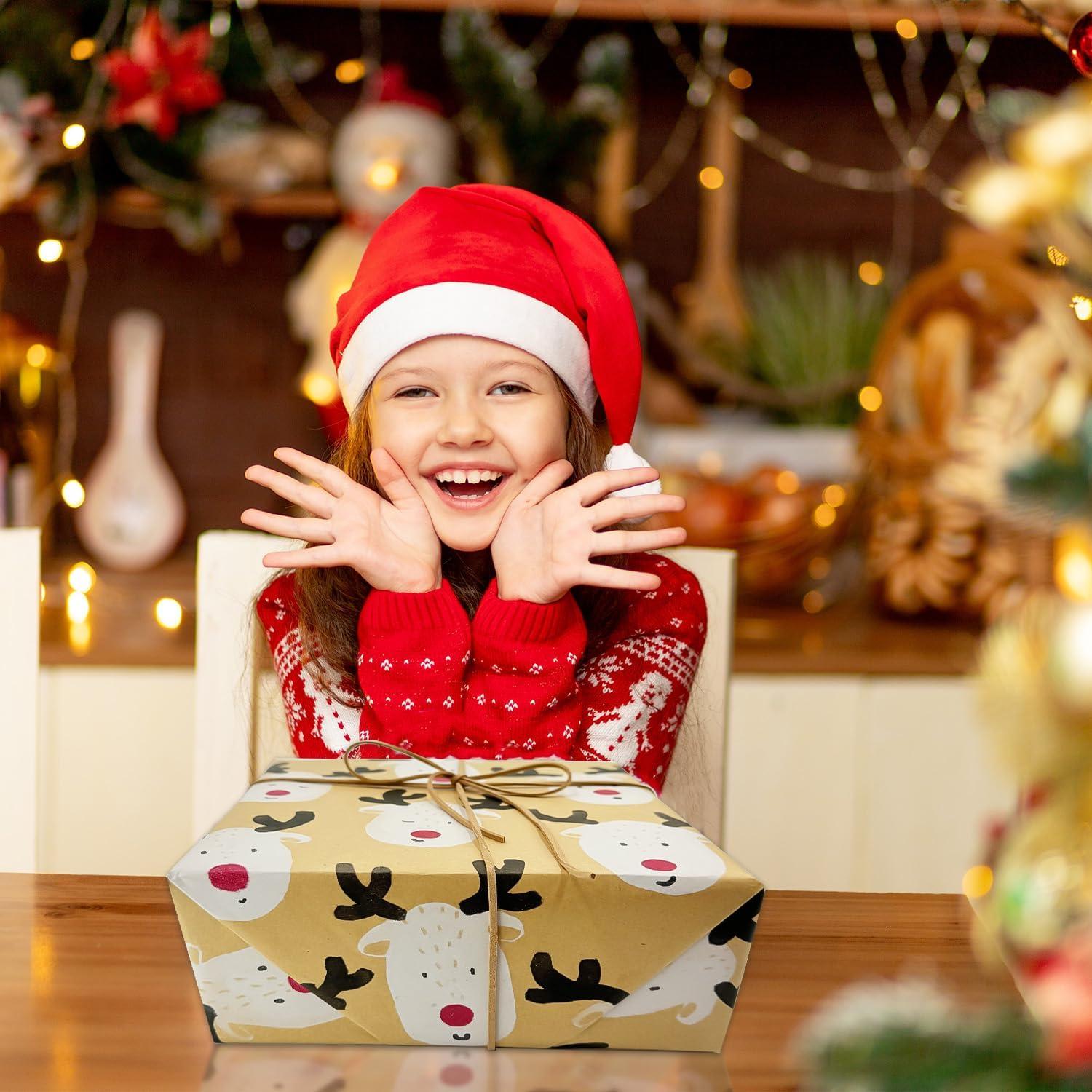 Festliches Weihnachts Geschenkpapierrolle 76cm x 12m Elch Kraftpapier