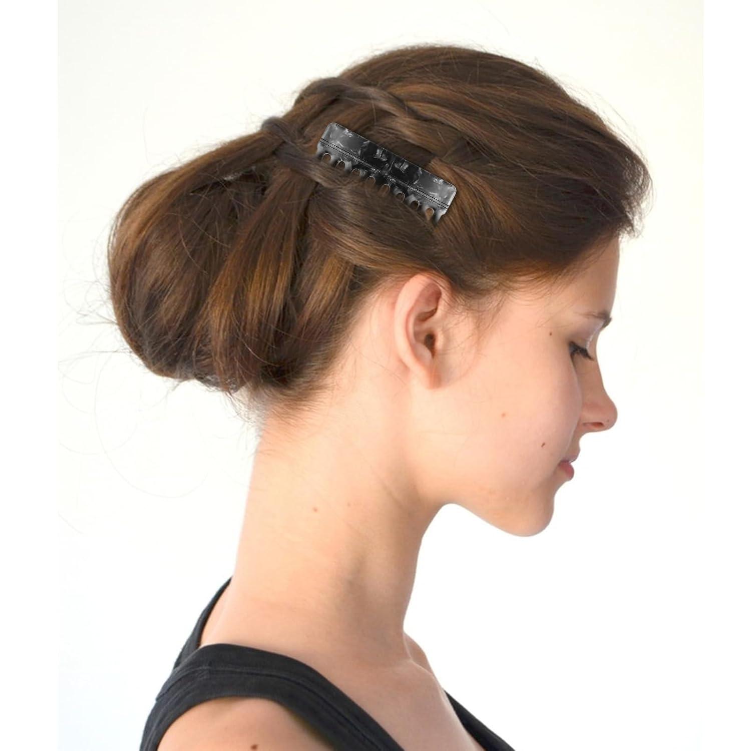 Haarkamm Set 6 Stück Damen Seitenkamm Haarspangen Dutt Twist Schildpattoptik