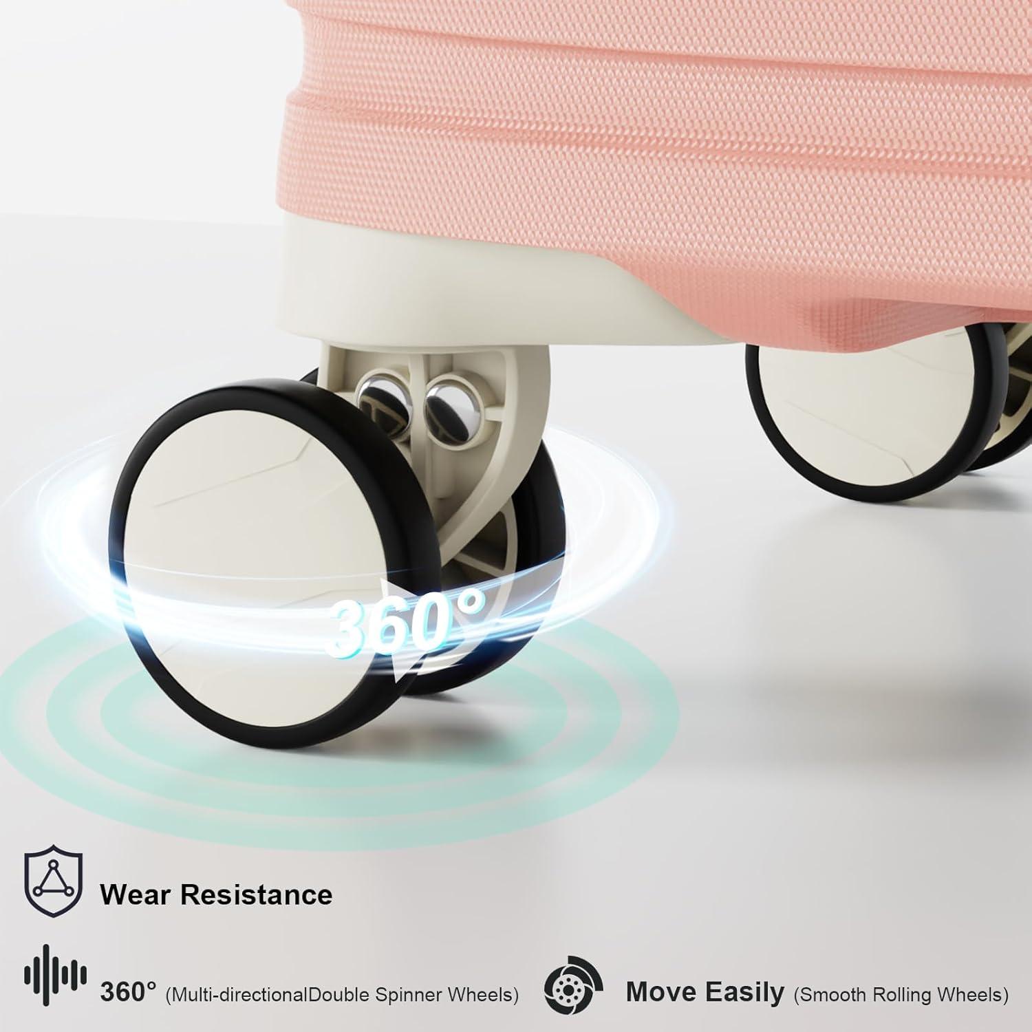 Kofferset Spinner-Rad TSA-Schloss 3tlg Hartschalen-Reisegepäck Pink