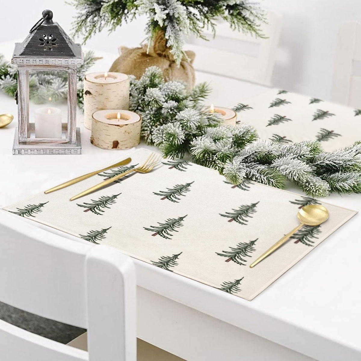Platzset Weihnachten 4er Set Abwaschbar 30x45cm Grün