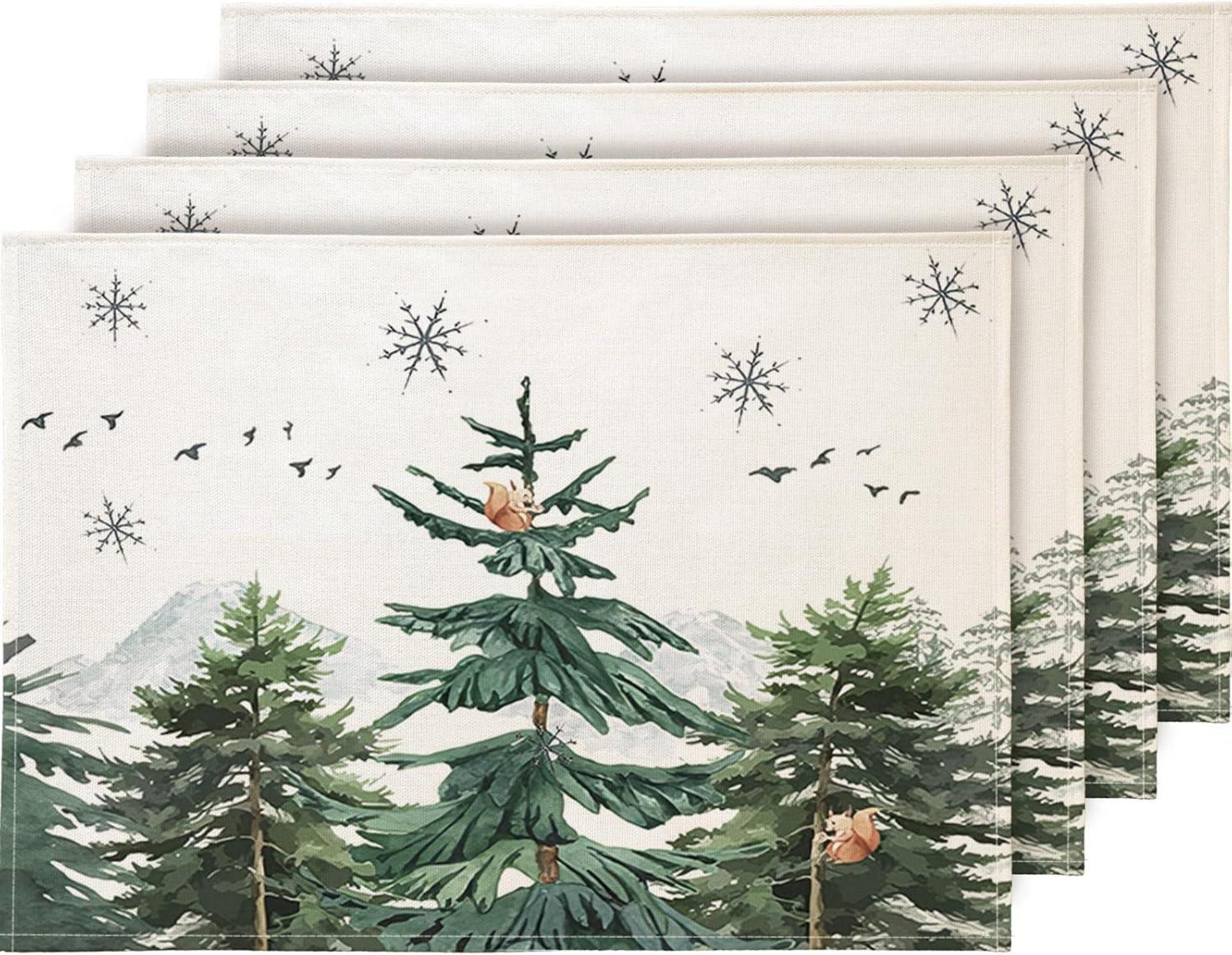 Weihnachten Platzset 4er Set Abwaschbar Platzdeckchen Grün 30x45cm