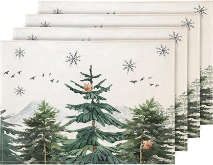 Weihnachten Platzset 4er Set Abwaschbar Platzdeckchen Grün 30x45cm