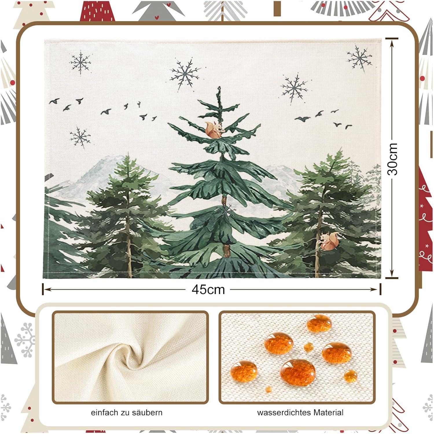 Weihnachts Platzset 4er Set Grün Abwaschbar 30x45cm