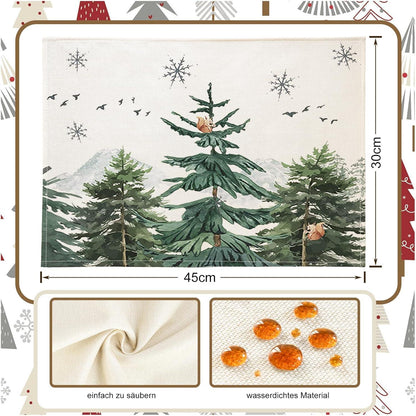 Weihnachts Platzset 4er Set Grün Abwaschbar 30x45cm