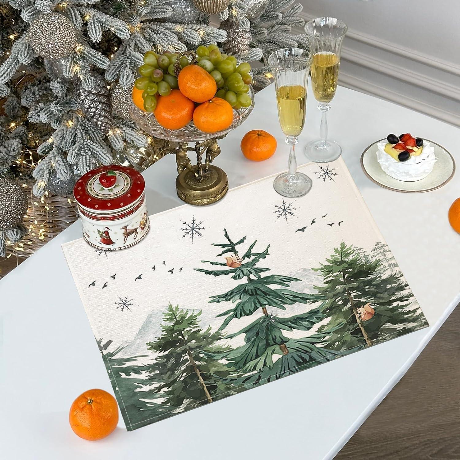 Weihnachten Platzset 4er Set Abwaschbar Platzdeckchen Grün 30x45cm