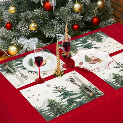 Weihnachten Platzset Set 4er Tischsets Abwaschbar Grün 30x45cm