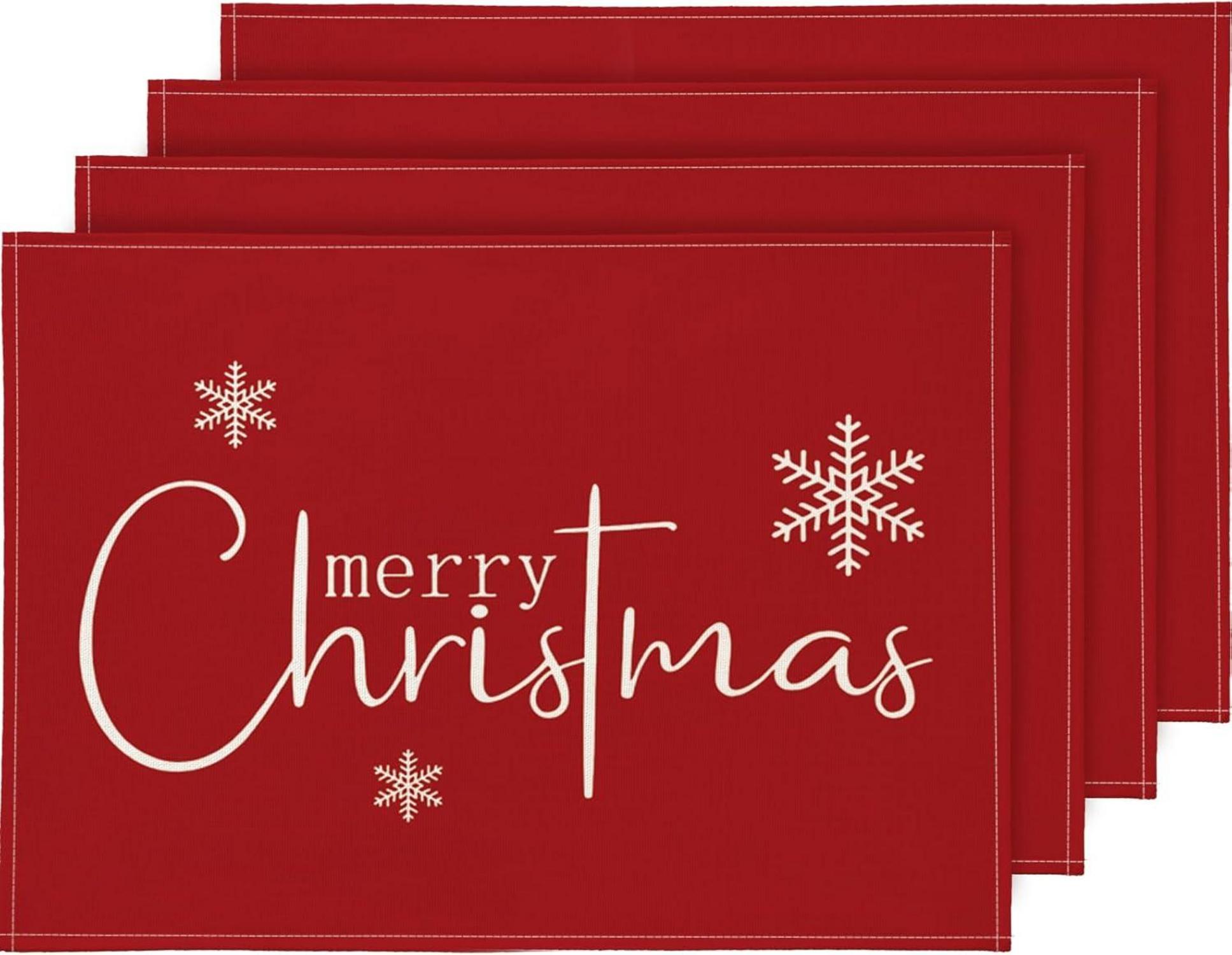 Weihnachts Platzsets 4er Set Rot Abwaschbar 30x45cm - Tischdeko