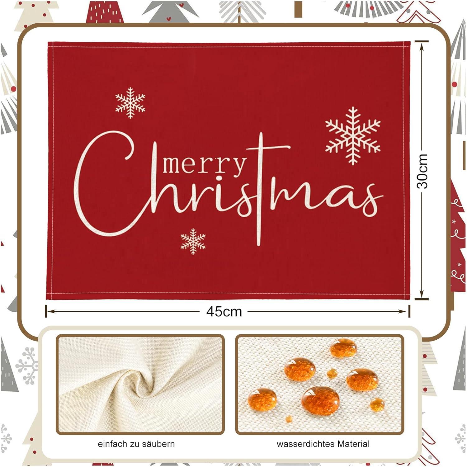 YCOLL Weihnachtsplatzset 4er Set Abwaschbar Platzdeckchen