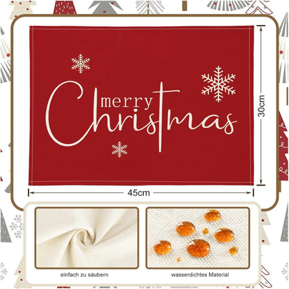 YCOLL Weihnachtsplatzset 4er Set Abwaschbar Platzdeckchen