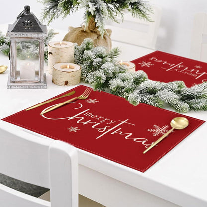 YCOLL Platzset Weihnachtsdeko, 4er Set Tischsets Abwaschbar 30x45cm Rot