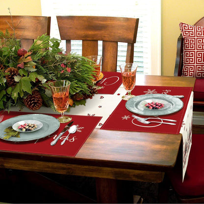 Platzset Weihnachten 4er Set Tischsets Abwaschbar Platzdeckchen Rot