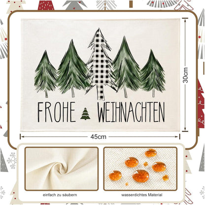 Platzset Weihnachten 4er Set Tischsets Abwaschbar Grün