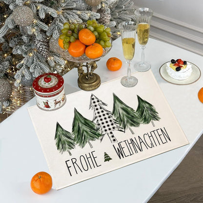 Weihnachts Platzset 4er Set Tischsets abwaschbar grün 30x45cm